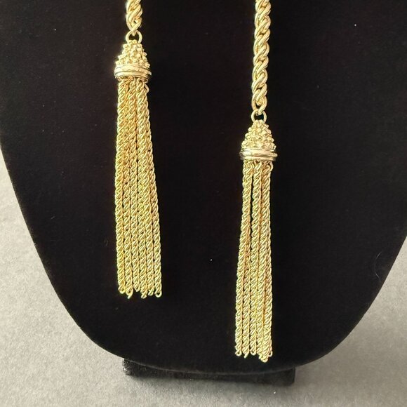 RARE Kendra Scott Gold Rope Lariat Necklace Tassel Adjustable Elegant Statement - Picture 3 of 14